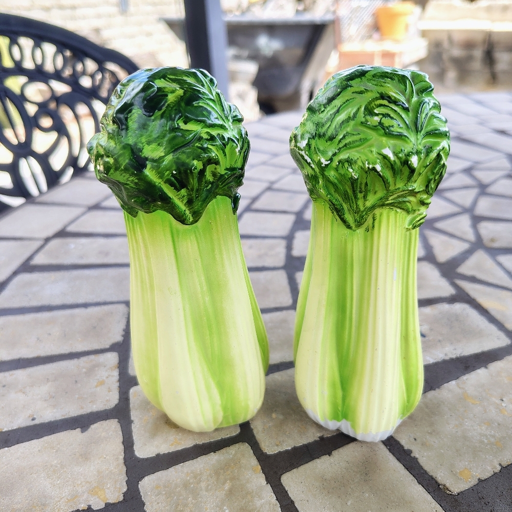 Vintage G&G Minneapolis Ceramic Celery Salt & Pepper Shakers 6" Japan 60's